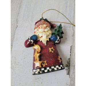 Rustic Santa Claus star moon pine tree ornament Xmas decor
